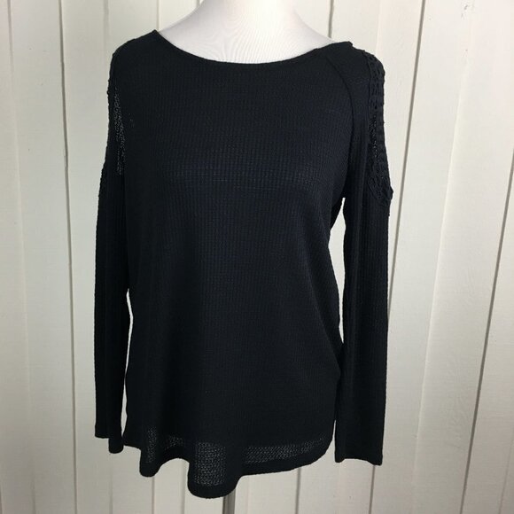 RXB Sweaters - RXB Pullover Cold Shoulder Knit Top Black